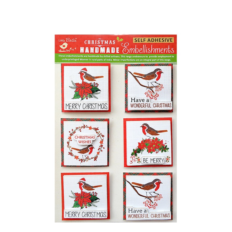 Little Birdie Christmas Stickers – Robin, 6pc