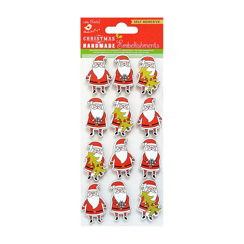 Little Birdie Christmas Stickers – Santa Claus, 12pc