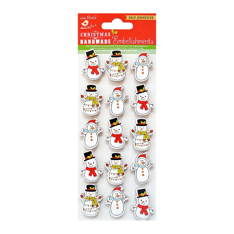 Little Birdie Christmas Stickers – Snowman, 15pc