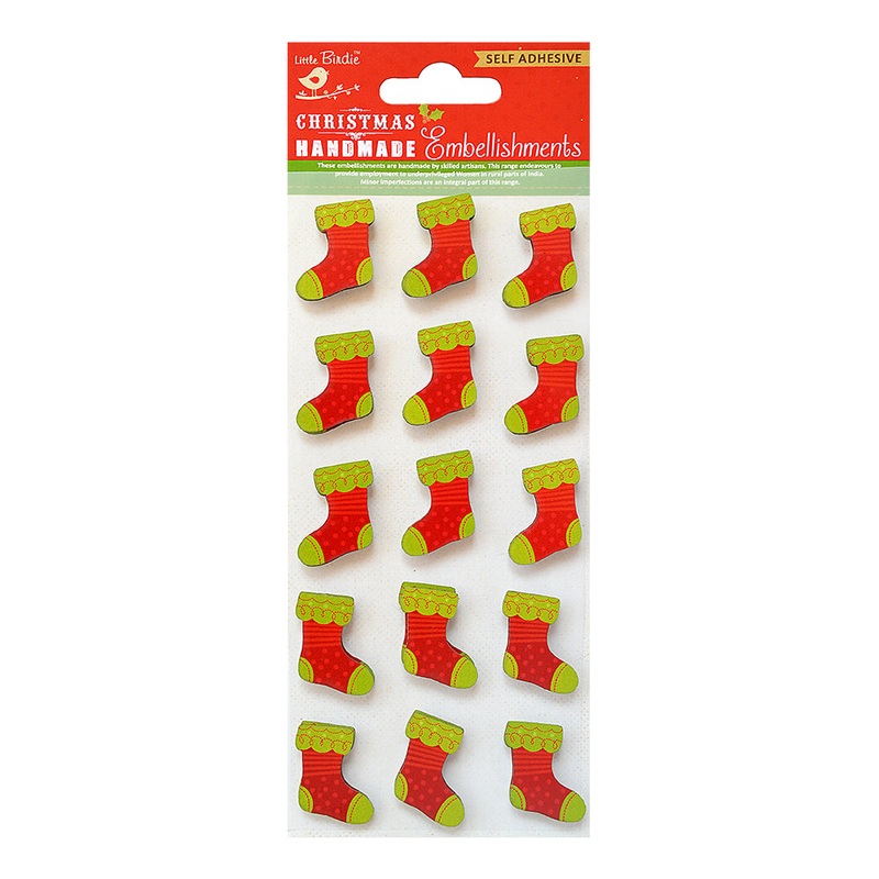 Little Birdie Christmas Stickers – Stockings, 15pc