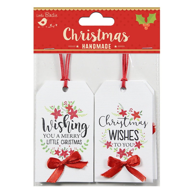 Little Birdie Christmas Wishes Printed Tags, 4 pc
