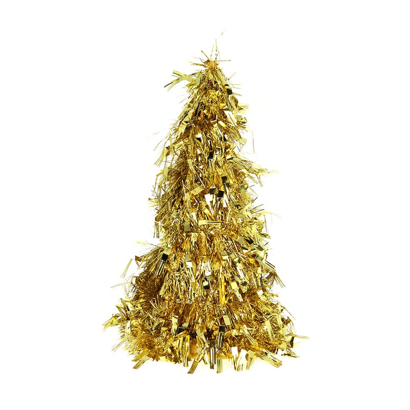 Tinsel Cone Tree – Golden, 26Cm, 1Pc