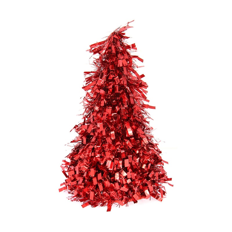 Tinsel Cone Tree – Red, 26Cm, 1Pc