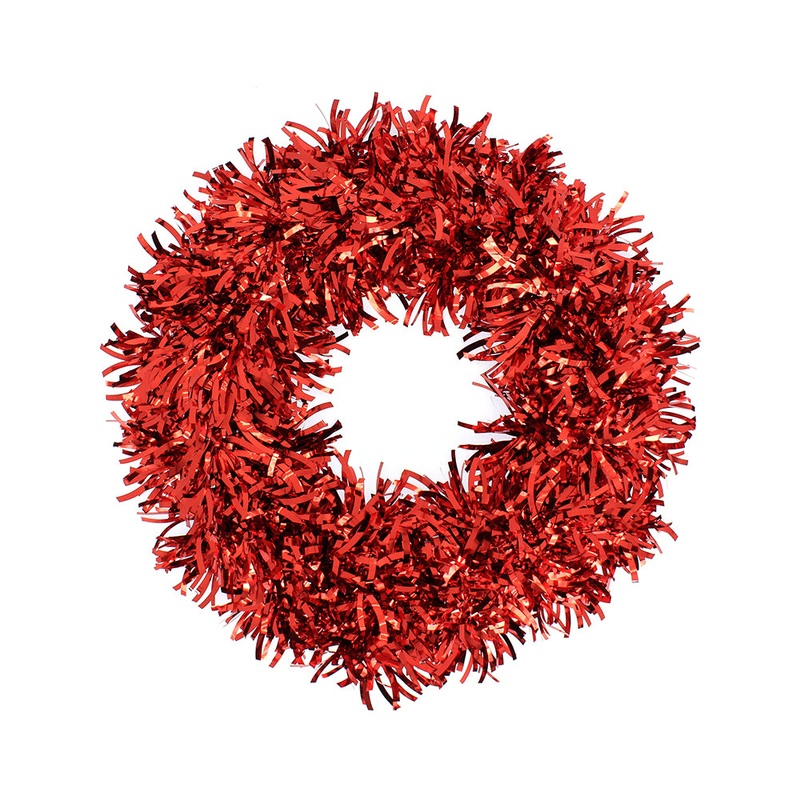 Tinsel Wreath – Red, 25Cm, 1Pc