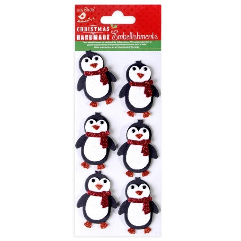 Christmas Glitter Stickers – Penguins, 6pc