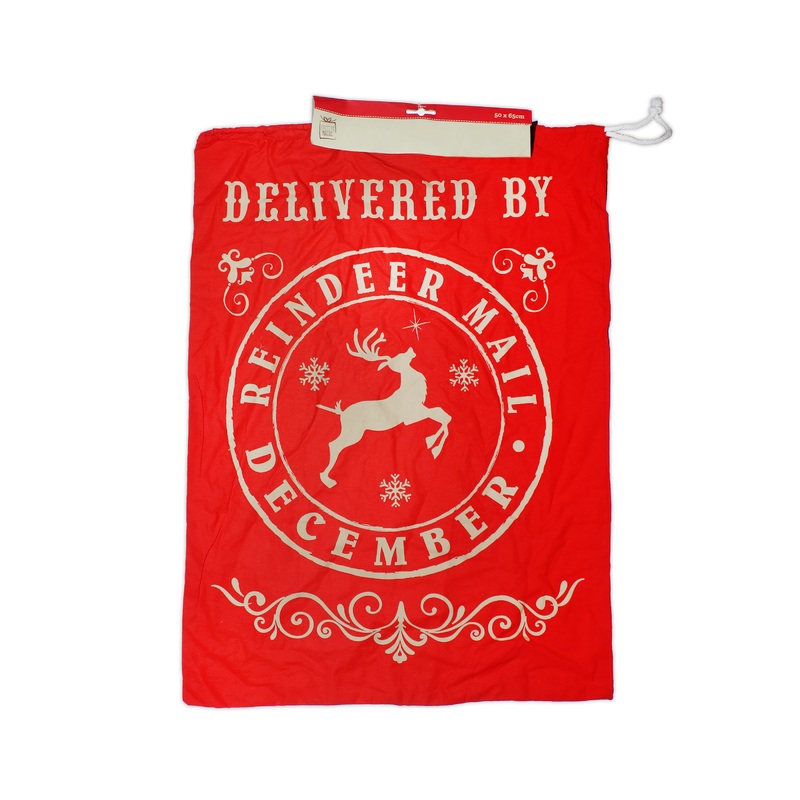 Santa Sack Red Reindeer Mail 50x65cm XB2959