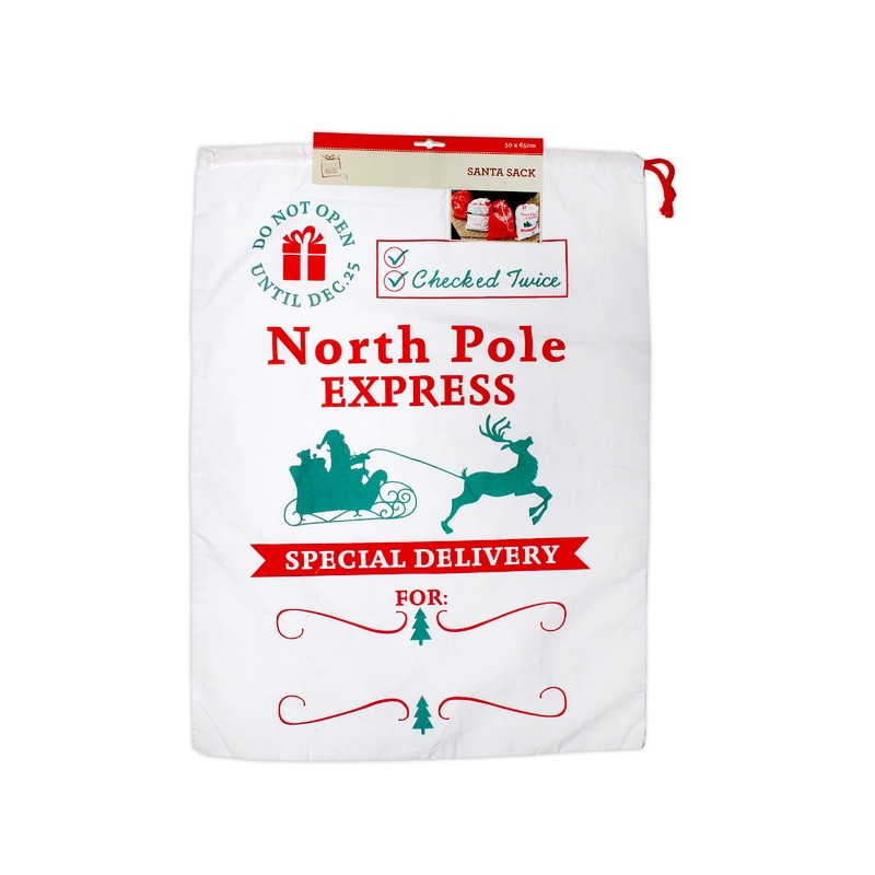 Santa Sack White North Pole Express 50x65cm XB2959