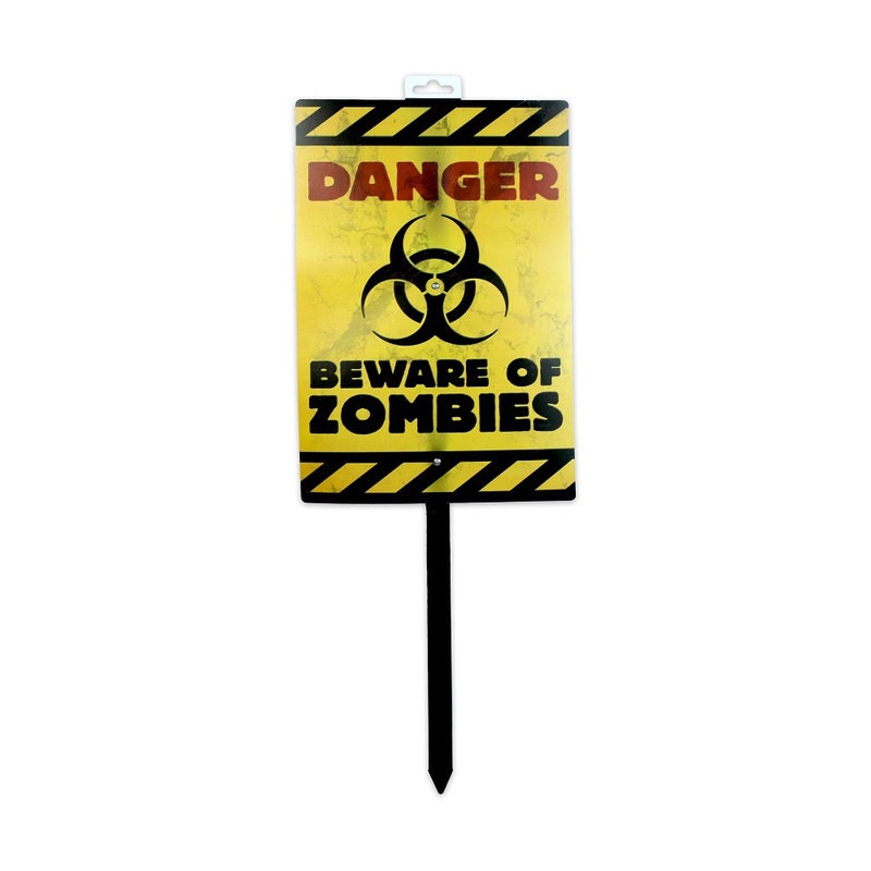 Zombie Sign Stake Danger Beware Of Zombies 16 X 9Inch 1Pc