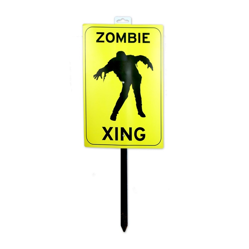 Zombie Sign Stake Zombie Xing 16 X 9Inch 1Pc