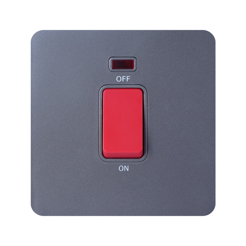 Trilif 1 Gang 45A DP Switch With Indicator Grey