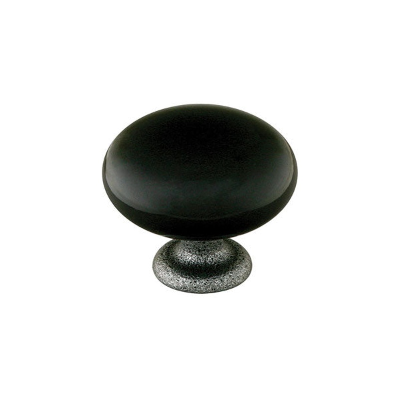 Emtek Madison Knob with Wrought Steel Stem – Black