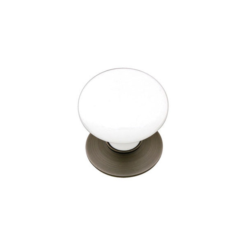 Emtek Porcelain Knob with Base – Ice White