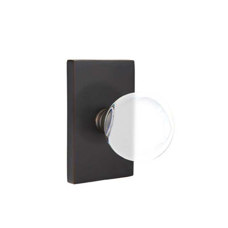 Emtek Bristol Crystal Knob with Modern Rectangular Rosette