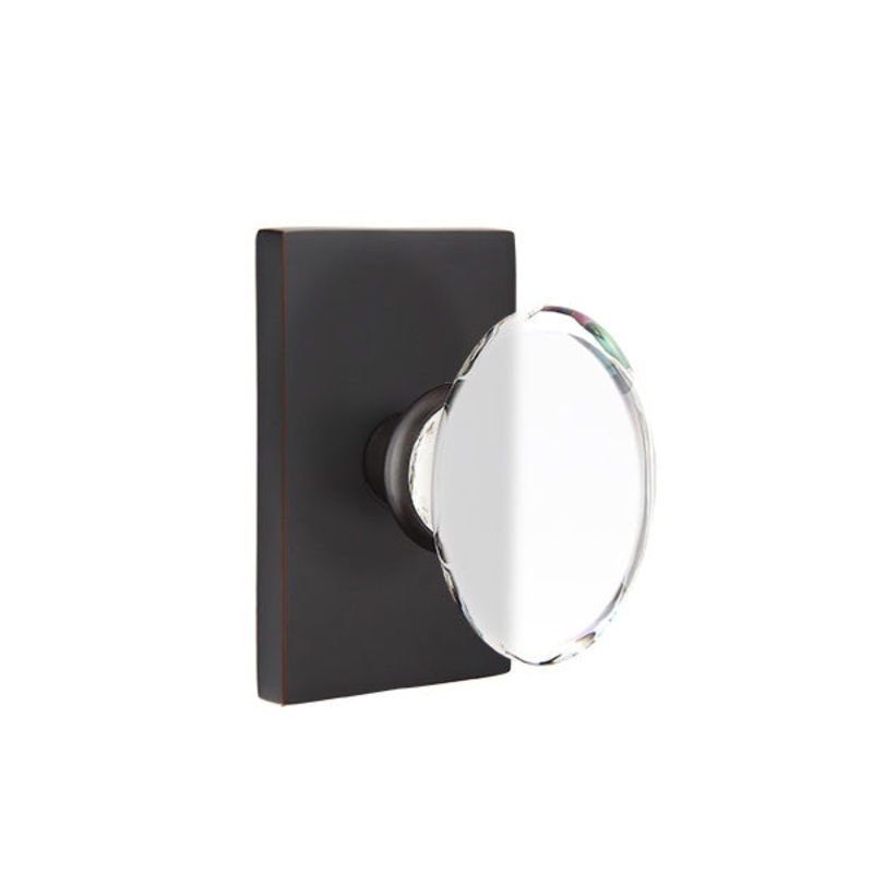 Emtek Hampton Crystal Knob with Modern Rectangular Rosette