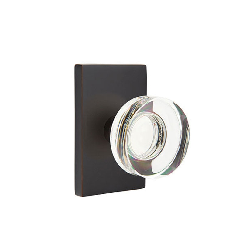 Emtek Modern Disc Crystal Knob with Modern Rectangular Rosette
