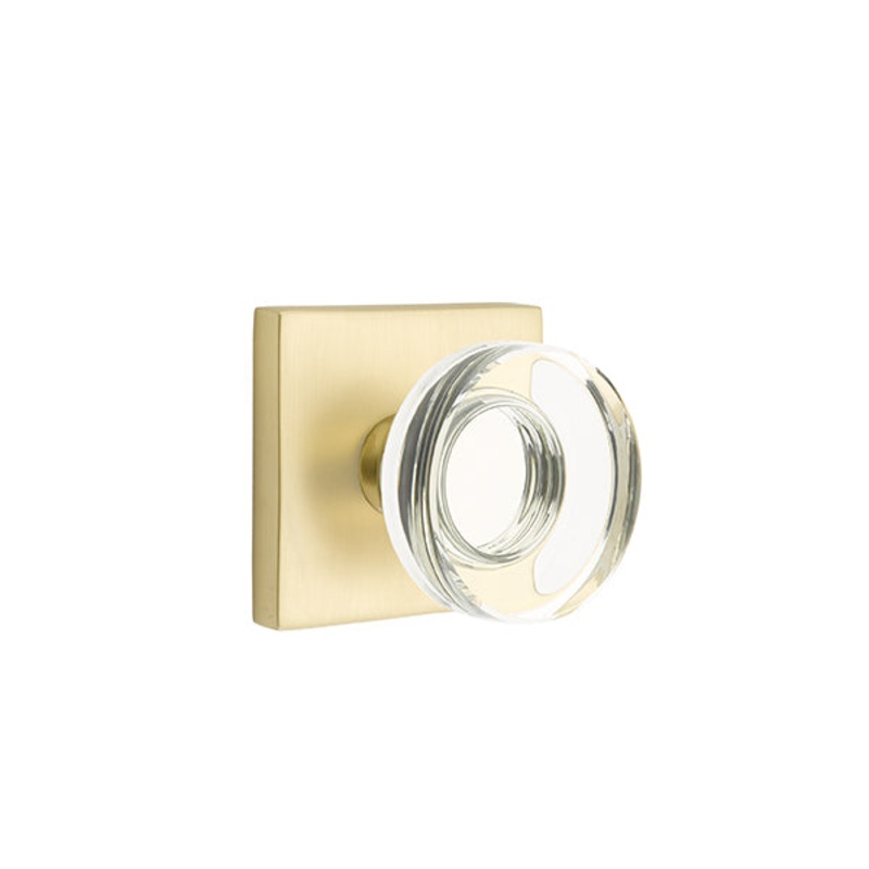 Emtek Modern Disc Crystal Knob with Square Rosette