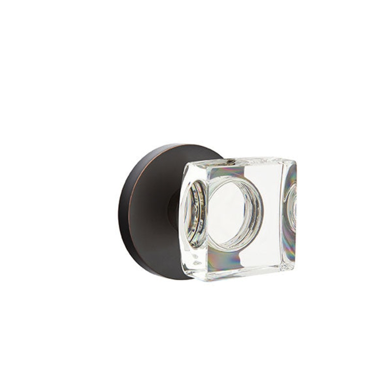 Emtek Modern Square Crystal Knob with Disk Rosette