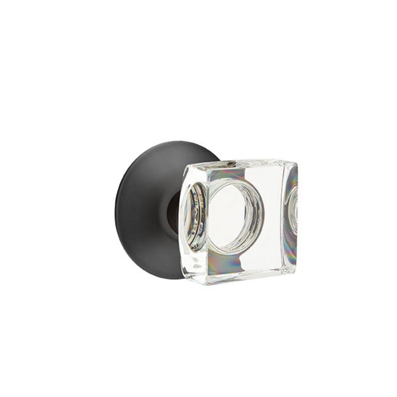 Emtek Modern Square Crystal Knob with Modern Rosette