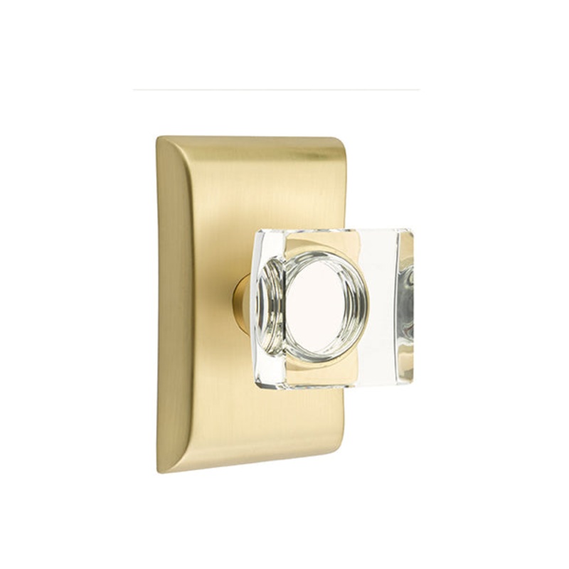 Emtek Modern Square Crystal Knob with Neos Rosette