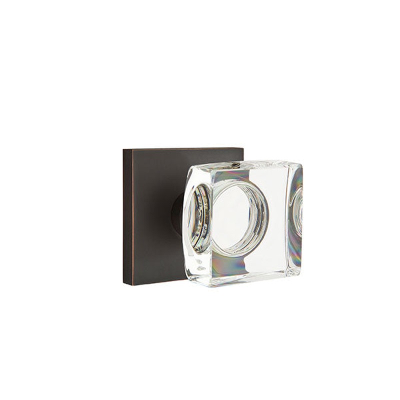 Emtek Modern Square Crystal Knob with Square Rosette