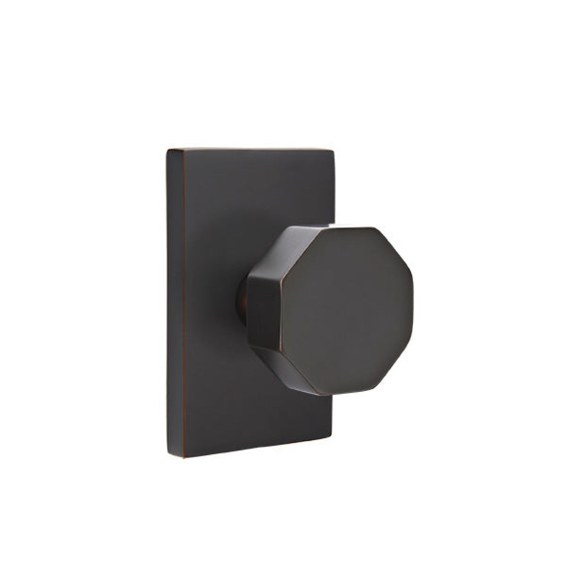 Emtek Octagon Knob with Modern Rectangular Rosette