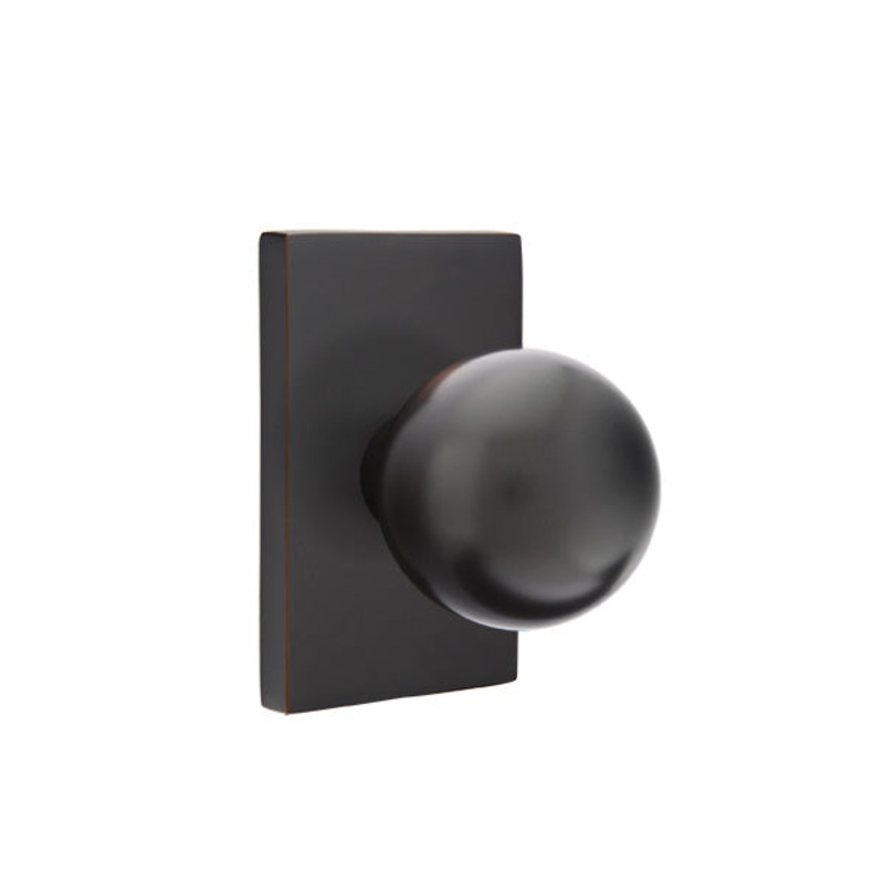 Emtek Orb Knob with Modern Rectangular Rosette