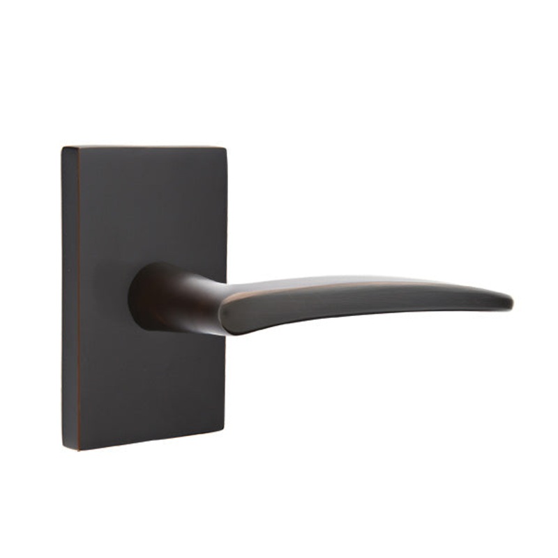 Emtek Poseidon Lever with Modern Rectangular Rosette