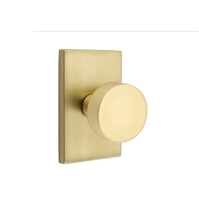 Emtek Round Knob with Modern Rectangular Rosette