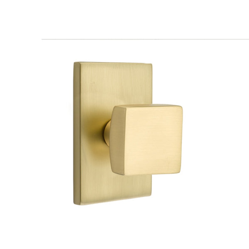 Emtek Square Knob with Modern Rectangular Rosette