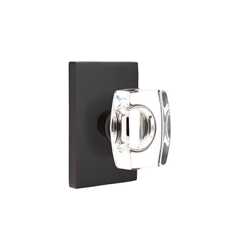 Emtek Windsor Crystal Knob with Modern Rectangular Rosette