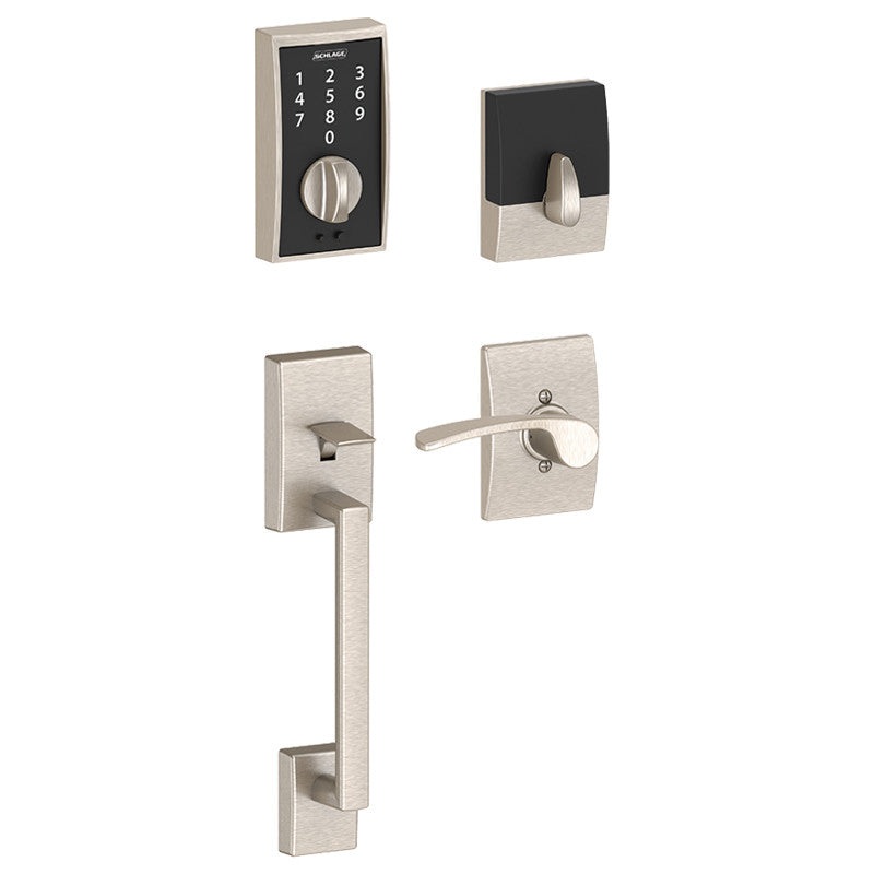 Schlage Touch Keyless Touchscreen Deadbolt (Century Style) with Century Handleset and Merano Lever (Century Trim)