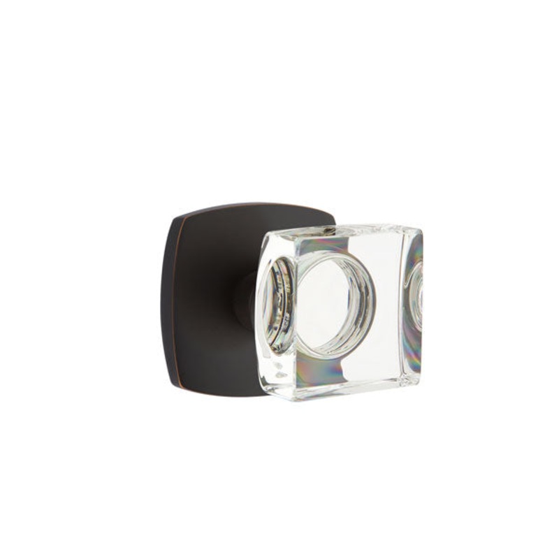 Emtek Modern Square Crystal Knob with Urban Modern Rosette