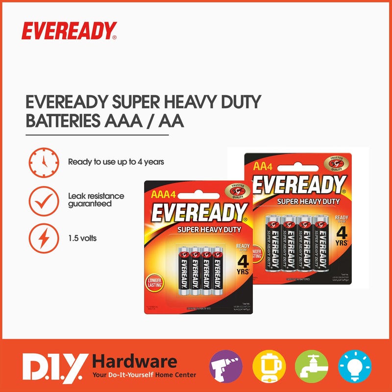 Eveready Battery Super Heavy Duty Black 4Aa – 1215Bp4