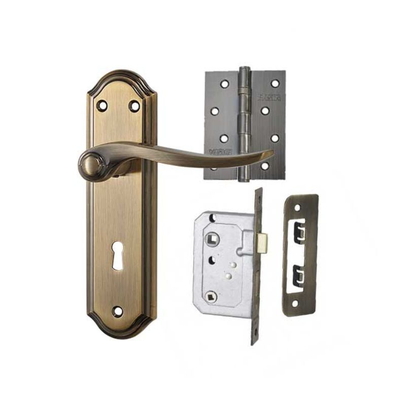 Belair Sash Lockset & Hinges Antique Bronze