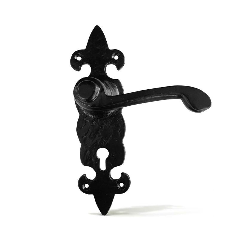Fleur De Lys Door Handle Black Antique
