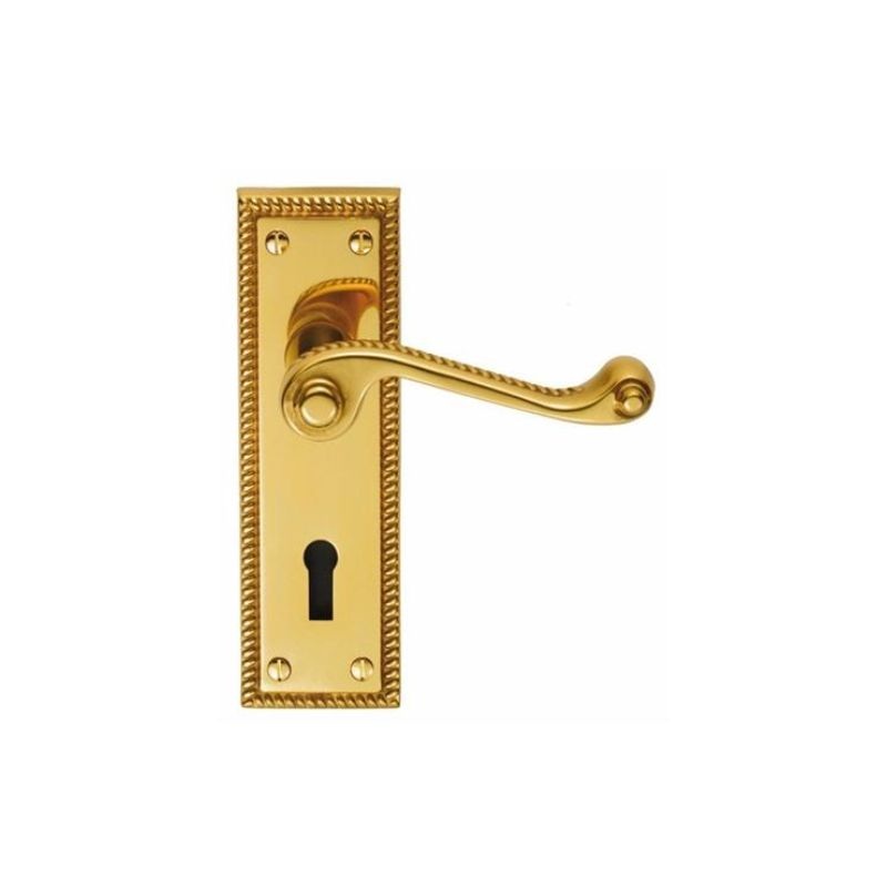 Georgian Lever on Plate Door Handle Brass