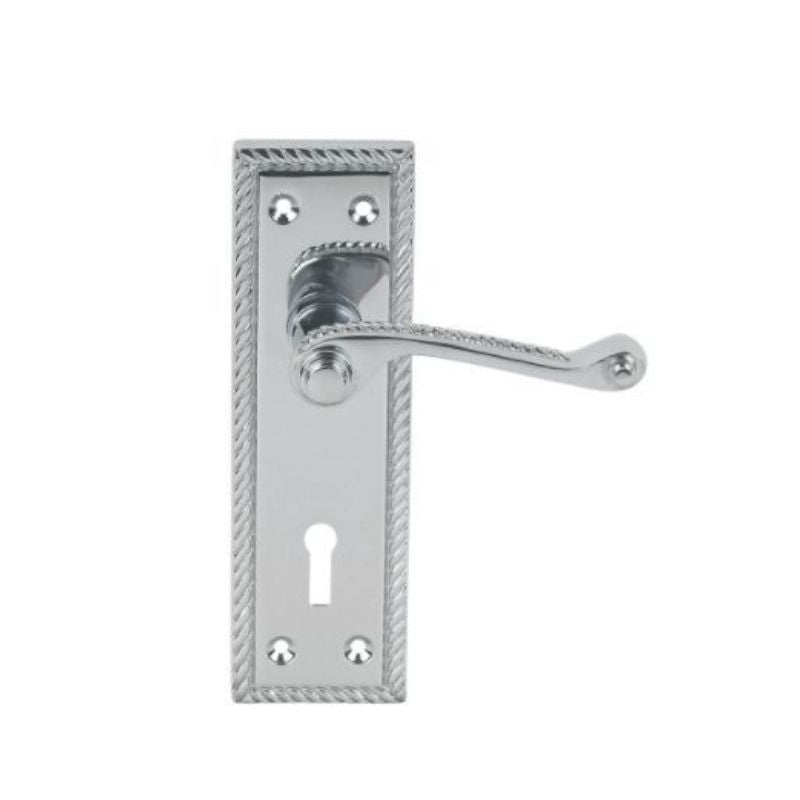 Georgian Lever on Plate Door Handle Chrome