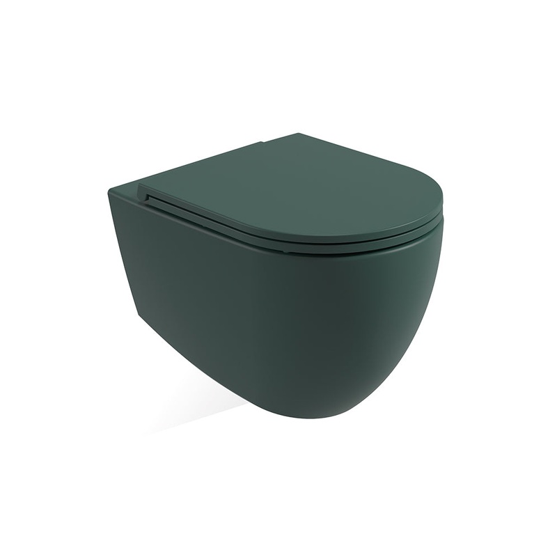 AVANTI Rimless Wall Hung WC & Soft Close Seat Forest Green